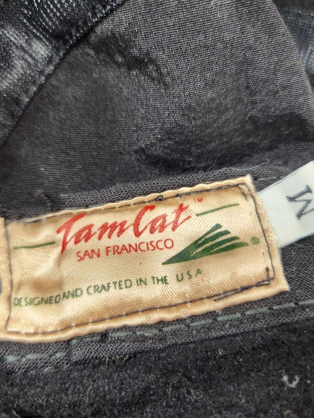 VTG TAMCAT San Francisco Black Nylon Earflaps Baseball Hat Adjustable MEDIUM - Picture 8 of 8